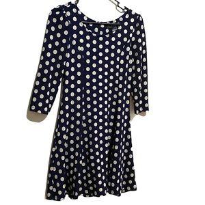 Lapis Polkadot Skater Dress Navy/Cream Medium